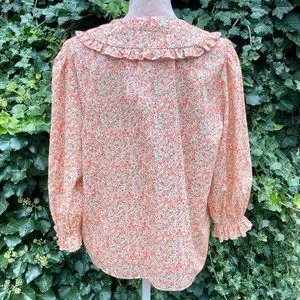 RIXO Tops New Rixo London Floral Blouse With Peter Pan Ruffle